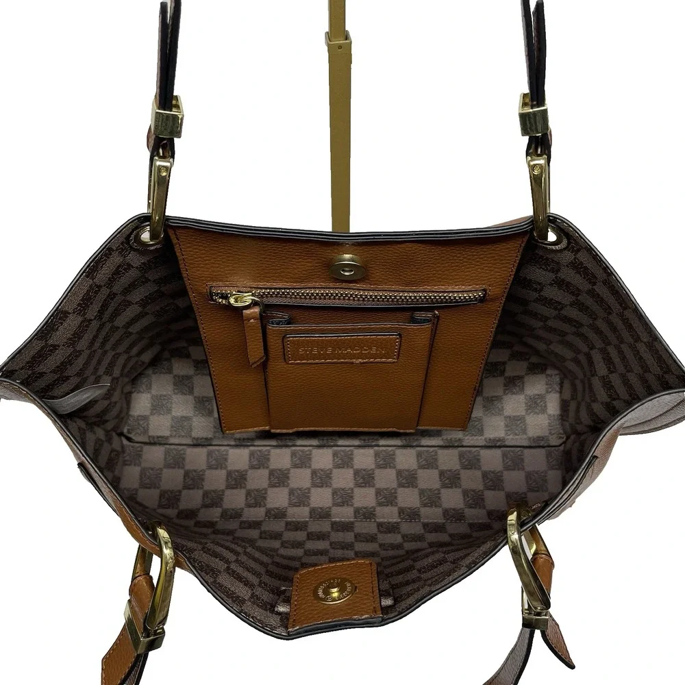 Steve‎ Madden Bdonnaa Tote Natural Handbag Shoulder Straps Pouch Large Purse